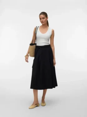Awliva High Waist Midi Skirt