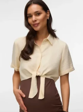 Cropped Fit Shirt Collar Top