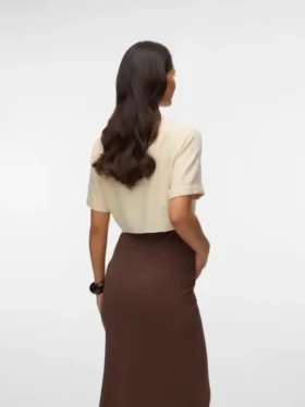 Cropped Fit Shirt Collar Top