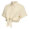 Cropped Fit Shirt Collar Top