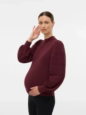Regular Fit High Neck Balloon Sleeves Pullover