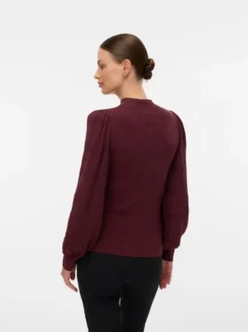 Regular Fit High Neck Balloon Sleeves Pullover