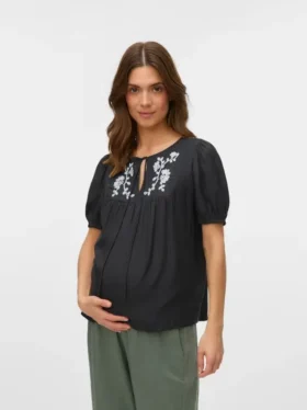 Regular Fit Round Neck Elasticated Cuffs Balloon Sleeves Top
