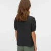 Regular Fit Round Neck Elasticated Cuffs Balloon Sleeves Top