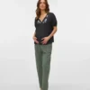 Regular Fit Round Neck Elasticated Cuffs Balloon Sleeves Top