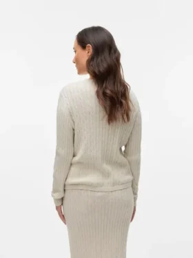 Regular Fit Round Neck Ribbed Cuffs Knit Top
