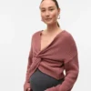 Regular Fit V-Neck Fold-Up Cuffs Dropped Shoulders Pullover