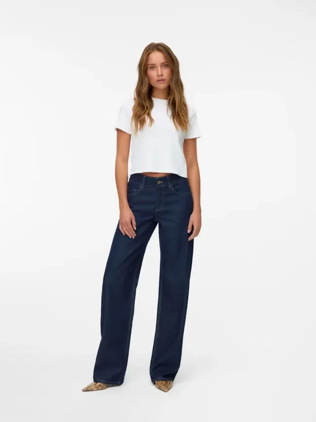 Snrancy Mid Rise Wide Leg Fit Jeans Snrancy Mid Rise Wide Leg Fit Jeans