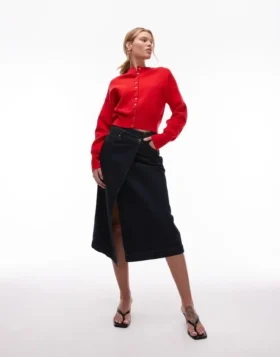 Topshop Knitted Compact Fitted Waist Cardi