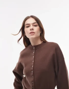 Topshop Knitted Compact Fitted Waist Cardi