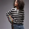 Topshop Knitted Light Weight Stripe Polo