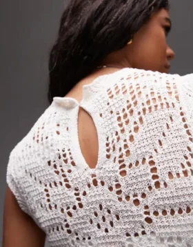 Topshop Knitted Scallop Edge Stitchy Tank Top