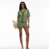 Topshop Knitted Stitchy Stripe Co-Ord Shirt