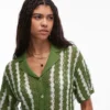Topshop Knitted Stitchy Stripe Co-Ord Shirt