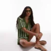 Topshop Knitted Stitchy Stripe Co-Ord Shirt