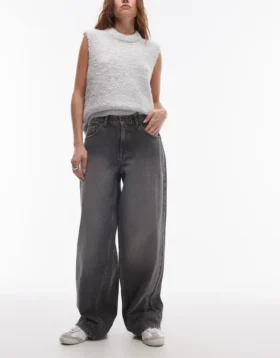 Topshop Low Waist Wide Leg Fit Jeans