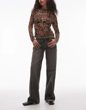 Topshop Low Waist Wide Leg Fit Jeans