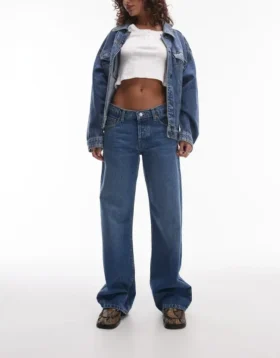 Topshop Low Waist Wide Leg Fit Jeans