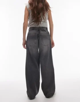 Topshop Low Waist Wide Leg Fit Jeans