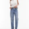 Topshop Mid Waist Straight Fit Jeans