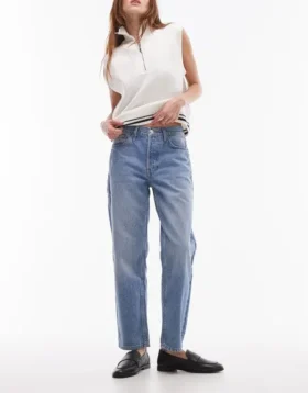 Topshop Mid Waist Straight Fit Jeans
