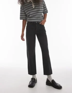 Topshop Mid Waist Straight Fit Jeans