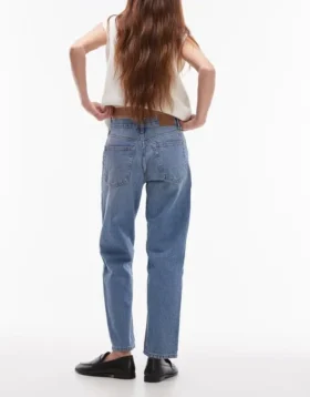 Topshop Mid Waist Straight Fit Jeans