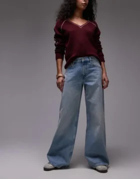 Topshop Mid Waist Wide Leg Fit Jeans