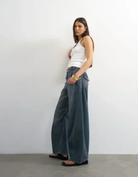 Tsvea High Rise Barrel Fit Jeans