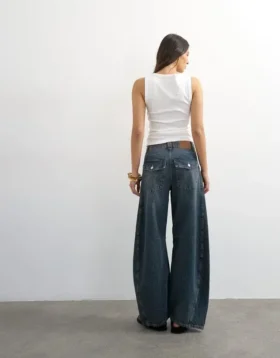 Tsvea High Rise Barrel Fit Jeans