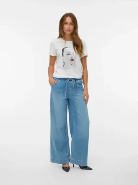 Vmallison Mid Rise Wide Leg Fit Jeans