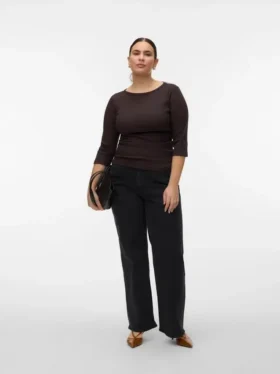 Vmctessa-Stretch High Rise Wide Leg Fit Jeans