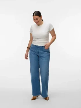 Vmctessa-Stretch High Waist Wide Leg Fit Jeans