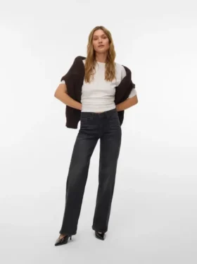 Vmlexi-Stretch Mid Rise Wide Leg Fit Jeans