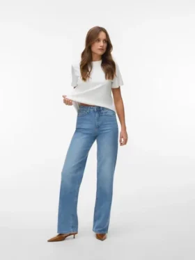 Vmtessa-Stretch High Rise Wide Leg Fit Jeans