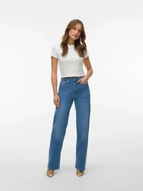 Vmtessa-Stretch High Rise Wide Leg Fit Jeans