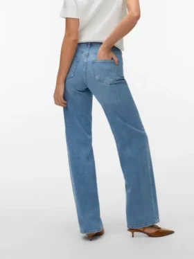 Vmtessa-Stretch High Rise Wide Leg Fit Jeans
