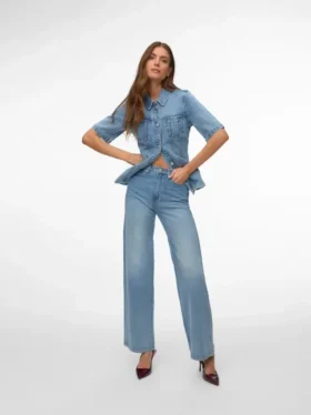 Vmvega High Rise Wide Leg Fit Jeans