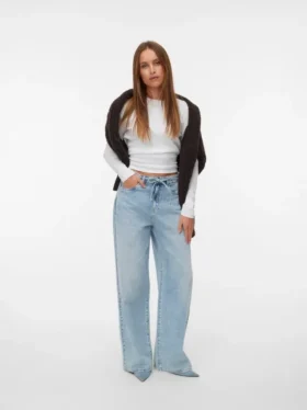 Vmwien Mid Rise Wide Leg Fit Jeans