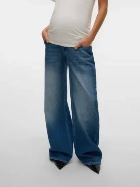 Wide Leg Fit Mid Waist Jeans